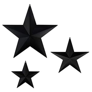 Cvhomedeco primitives rustic antique vintage gifts metal barn star walldoor decor 12855 inch 3 pcsset matt black  urban country home decor