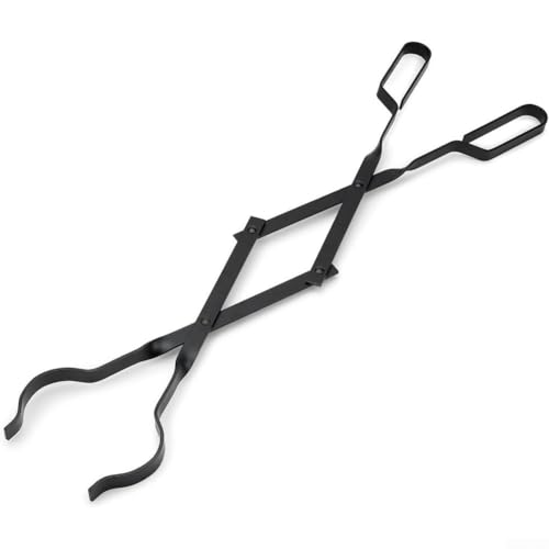 Iron Fireplace Tongs for Safe Handling of Logs in Indoor Fireplaces and Outdoor Fire Pits, Featuring Ergonomic Grip and Long Lasting Performance
