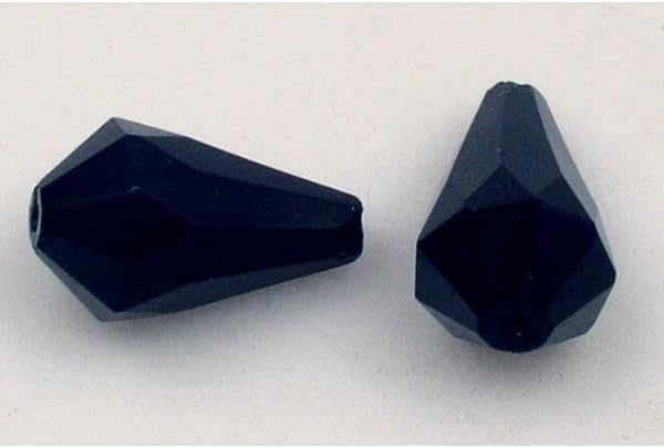 30pcs Fire Polished Faceted Beads Pear Drop 7 x 5 mm, Black (23980), Bohemia Crystal Glass, Czechia 15156802
