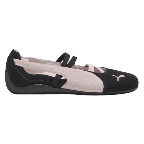 PUMA レディース スピードキャット バレエ スエード バレエ スリッポン フラット カジュアル - ブラック, ブラック, 24.0 cm