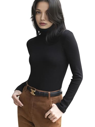 Turtle Necks Tops for Women 2025 Cute Knitted Warm Fitted Sweater Business Outfits Long Sleeve Shirts for Women