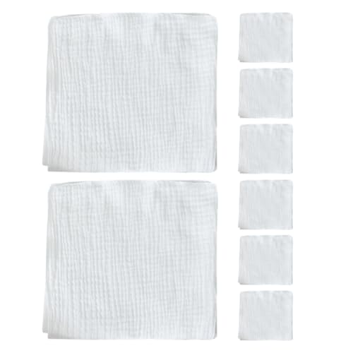 BESPORTBLE 8pcs Débarbouillettes pour Bébé en Coton 100% Lavables Triple Couche Absorbante, Taille 43x45 Cm, pour -nés et Tout-Petits
