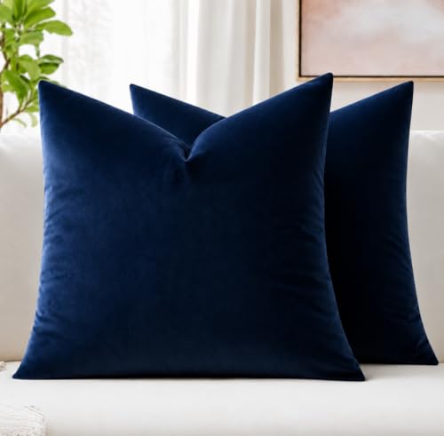Image of MIULEE Pack of 2, Velvet Soft Soild Decorative Square Throw Pillow Covers Set Cushion Case for Sofa Bedroom Car18 x 18 Inch 45 x 45 Cm