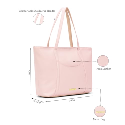 Image of Caprese Jimny Horizontal 16 Inch Laptop Compatible Large Tote Bag for Women with Comfortable Straps | Stylish Shoulder & Handheld Bag | Multi-Compartment Design for Work, Travel