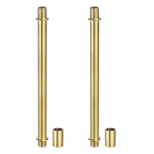 Image of PATIKIL Straight Pipe Lamp Stems Rod Kit, 2 Set M10 Carbon Steel 150mm(5.91 inch) Long Double End Thread Rod with Coupling Nuts Sleeve Connector for Table Lamps Chandeliers,Copper