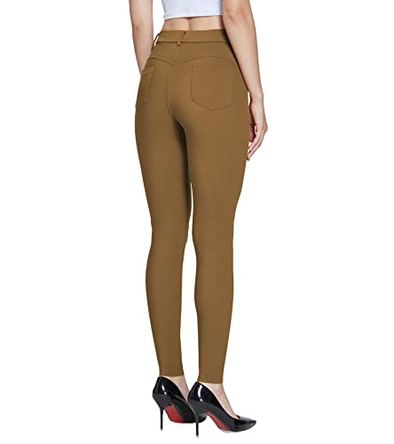 Amoy Women's Dress Jeggings Skinny Pants Stretchy Work Trousers Business Casual Leggings with Pockets Office2