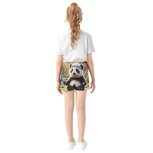 Girls Athletic Shorts Panda Yoga Peaceful Moment Cute Animal Print Summer Pajama Shorts Comfy Kids Sleepwear, X-Small3