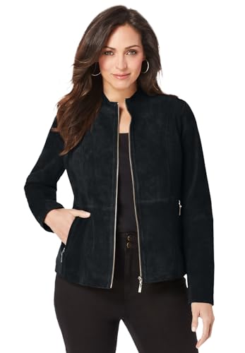 Jessica London Women's Plus Size Suede Zip-Front Jacket
