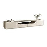 DIPSTICK Meuble TV de Salon Accueil Multi-Fonctionnel Crème Style Meuble TV Simple Moderne Casier Salon en Verre Trempé Comptoir Meuble TV Meuble TV avec Rangement