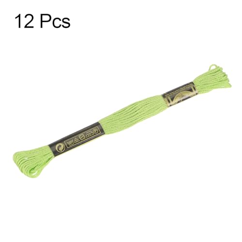 Image of HARFINGTON 12 Skeins Embroidery Floss 8.75yds(8m) Egyptian Long-Staple Cotton Cross Stitch Thread for Sewing DIY Bracelet Yarn String and Crafts, Dark Green(6016)