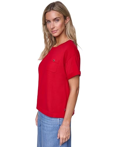Image of Nautica Women's Crew Neck Solid Short Sleeve Sweater