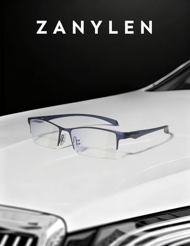 Image of ZanyLen Blue Light Glasses for Men Semi Rimless Rectangular Computer Glasses