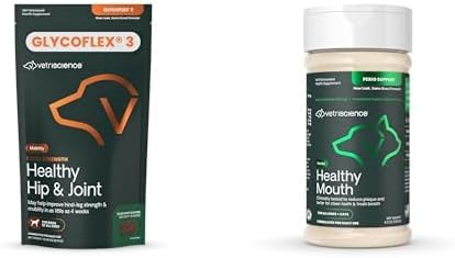 VetriScience Dog Health Bundle: Extra Strength Hip & Joint Chews (120 Count) + Healthy Mouth Dental Powder (4.2 oz) for Joint Support & Oral Care