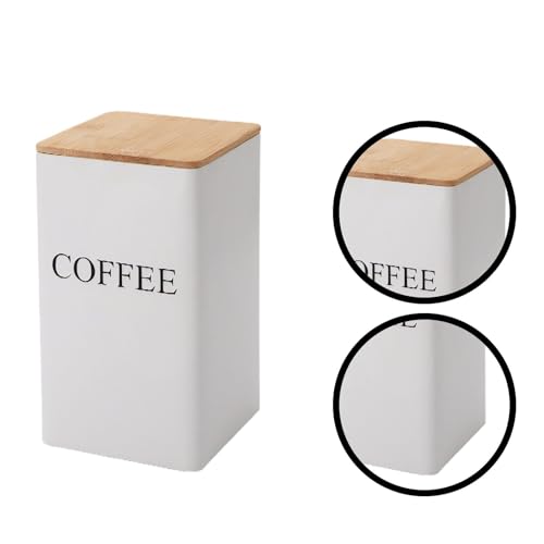 Contenedor metálico sellado para té y café con tapa de madera miniatura 6