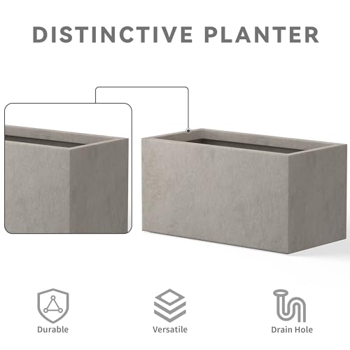 Kante 23.2" L Rectangular Concrete Planter, Large Outdoor Indoor Garden Pots with Drainage Hole and Rubber Plug, Modern Decor for Home, Patio, Backyard, Weathered Concrete by Kante - Image 8