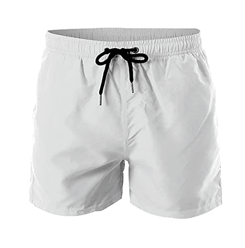 Costume da Bagno Uomo Pantaloncini Mare Uomo Corti Costumi da Bagno Maschili Short Mare Uomo Costume a Pantaloncino Pantaloncini Spiaggia Surf Piscina Uomo Beach Shorts Mare Men Taglie Forti Bianco M