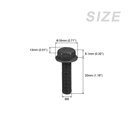 METALLIXITY Flanged Hex Head Bolts (M8x30mm) 20pcs, Hexagon Serrated Flange Bolt Fully Thread Screw - Image 2