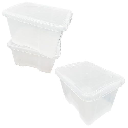 STAR SUPPLIES Pack Of 5 Large Clear Plastic Home Office 24 Litre Stackable Transparent Storage Boxes With Lids
