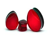 Mystic Metals Body Jewelry Pair of Red Glass Teardrop Plugs - Sold as a Pair (7/8" (22mm))