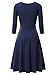 Midi Dress, FENSACE Womens 3/4 Sleeves A-line Cocktail Swing Party Dress Large Navy,Navy,Large