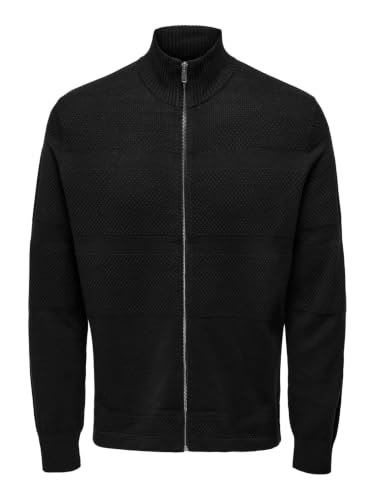 Cárdigan de punto para hombre Only & Sons Onsmalik Reg con cremallera en gris casual