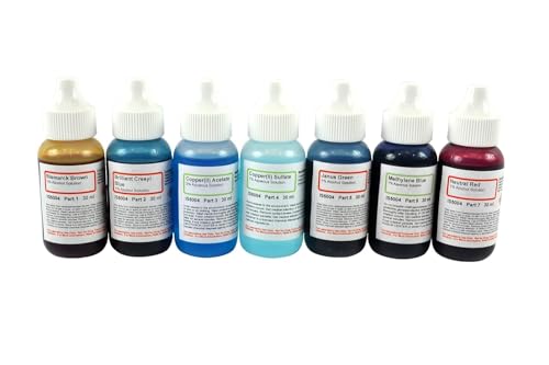 amscope sk-6 microscope stains vital stain kit - 7 bottle set 6 different stains for microscope slides used on living cells without killing them