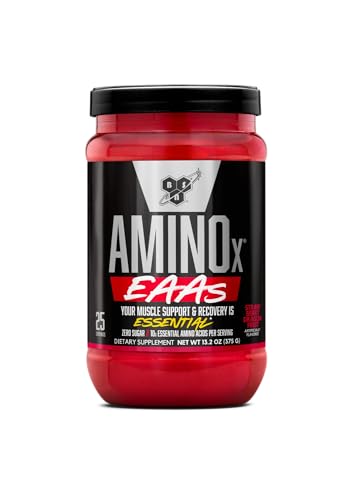 BSN Amino X EAAs Muscle Recovery & Endurance 10g Essential Amino Acids 5g BCAAs Zero Sugar Caffeine Free Strawberry Dragonfruit 13.2oz 25 Servings