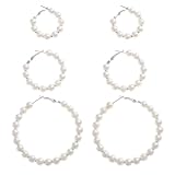 POPETPOP 3 Pares de Pendientes Redondeados de Perlas Beige para Mujer, Estilo Minimalista y Diseño Llamativo, Ideales para Uso Diario y Ocasiones Obsequios