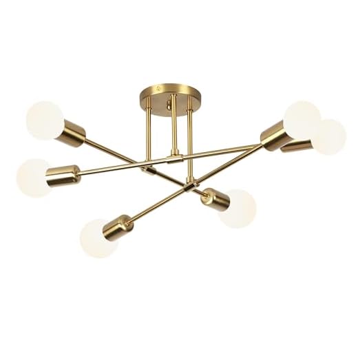 Luminária Pendente De 6 Cabeças Dourada, Pendente LumináriaDe Teto Regulável, Luminária Pendente Para Cozinha, Quarto, Sala De Estar (Lâmpada Não Incluída)