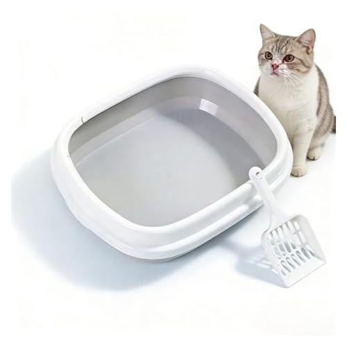 Caja para arena de gato pequeña abierta con pala gris miniatura 1
