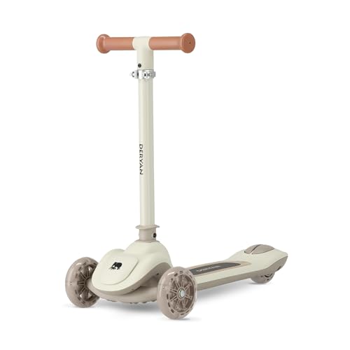 Deryan Harvey - Patinete infantil con 3 ruedas, altura ajustable, ruedas LED, a partir de 3 años, hasta 50 kg, plegable, color gris
