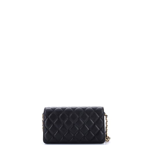 Pre-Loved Mixed Chain Link CC Wallet on Chain Quilted Caviar Small, Black3