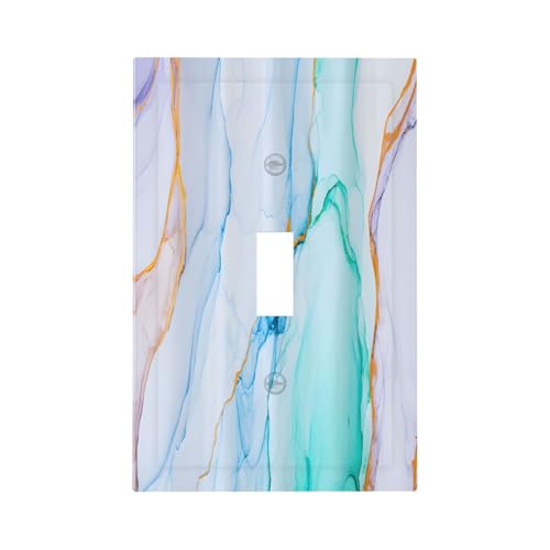 Decorative Light Switch Plate Covers Modern Ink Blue Green Marble Texure 1 Gang Light Switch Cover Plate Single Toggle Wall Plate Outlet Covers Wall Plate Faceplate for Kitchen Decor