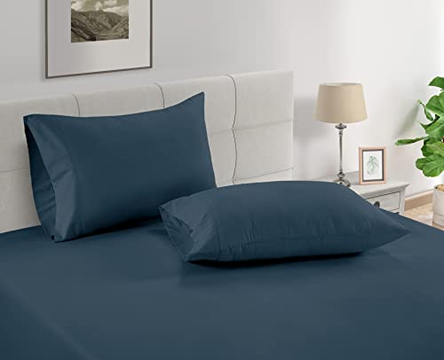LANE LINEN Pillow Case Covers King Set of 2 100% Egyptian Cotton Sateen Soft Cool & Smooth 1000 Thread Count Cases - Denim