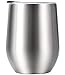Taza de Café con Tapa,Copa de Vino de Acero Inoxidable,Taza de Viaje Aislada Reutilizable,12 oz Taza Termo de Doble Capa Anti-escaldado para Leche,Jugo,Cola,Cerveza,Helado Color Acero