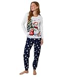 Joe Browns Women's Snowman Festive Pyjama Set, Regular, Blue, UK L