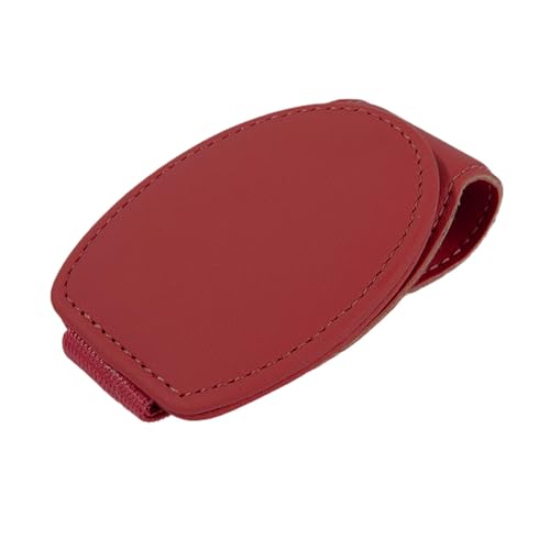 Qinlenyan Soporte magnético para gafas de sol de coche, de cuero, resistente al desgaste, fácil instalación, multiusos, para visera de coche, color rojo