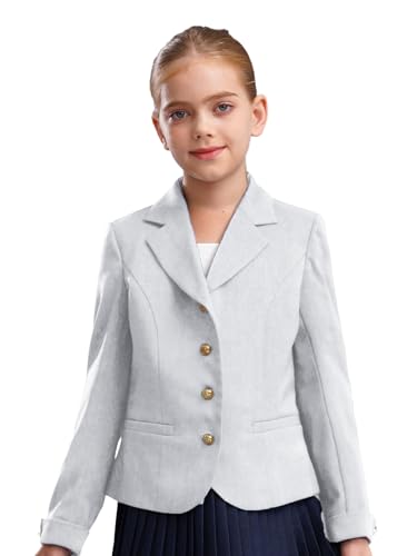 Kids Girls Blazer Lapel Collar Long Sleeve Top Formal Suit Jacket School Uniform Blazer Jackets Outerwear