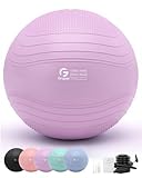 Gruper Yoga Ball, Extra Thick Exercise Ball for Workout Pregnancy Stability - 4 Sizes Anti Burst Balance Ball for Yoga, Pilates, Fitness, Birthing, Physical Therapy - Includes Pump