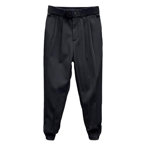 Maiyifu-GJ Men's Lightweight Solid Color Dress Pants Casual Cuffed Ankle Suit Pants Slim Tapered Summer Work Pants​