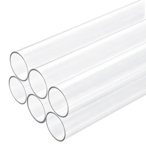 Image of LANIAKEA 6PCS Clear Polycarbonate Tube, 1.5 inch (40mm) Diameter Round DIY Plastic Tubing, 13 inch(330mm) Length Rigid Storage Tube,5 /64 inch (2mm) Wall