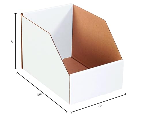Image of Box USA BBINJ8128 Jumbo Open Top Bin Boxes, 8 inch x 12 inch x 8 inch, Oyster White (Pack of 25)