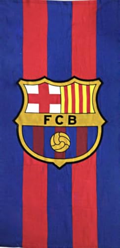 Serviette de Plage et Bain Barcelone 3 – Drap de Douche 100% Coton, Design Football pour Supporters, Idée Cadeau, 75 x 150 cm