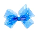 Wee Ones Girls' WeeSplash Vibrant Colored Vinyl Swim Hair Bow on a WeeStay Clip, Medium, Agean Blue