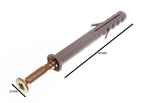 100 X M80mm Nylon Hammer-in Frame Fixings with Rawl Masonry Plugs & Screws