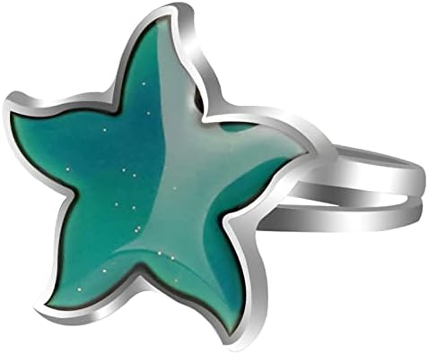 FOECBIR Mood Ring Adjustable Size Color Changing Mood Rings for Kids Girls and Boys Birthday Party Favors Christmas The Decorations (Starfish)
