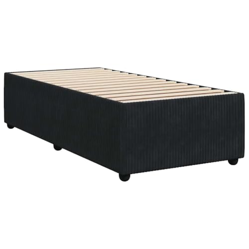 vidaXL Bettgestell, Polsterbett Bett für Schlafzimmer, Bettrahmen mit Lattenrost, Einzelbett Schlafzimmerbett, Schwarz 80x200cm Samt
