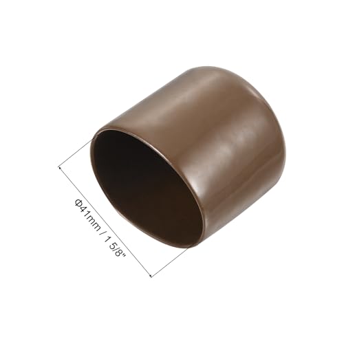 Image of uxcell 4pcs Rubber End Caps 41mm(1 5 /8 inch) ID Vinyl Round Tube Bolt Cap Cover Screw Thread Protectors Brown, 40mm Height