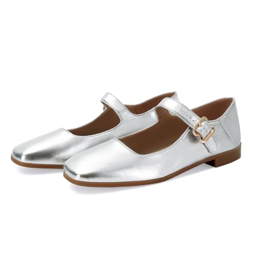 Image of DOEYG Mesh Ballet Flats Shoes for Women Leopard Animal Print Mary Jane Flats Shoes Square Toe Dress Casual Comfortable Velvet Ballerina Shoes