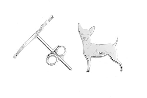 Orecchini Chihuahua-2 in Argento 925 Gioiello Cane...